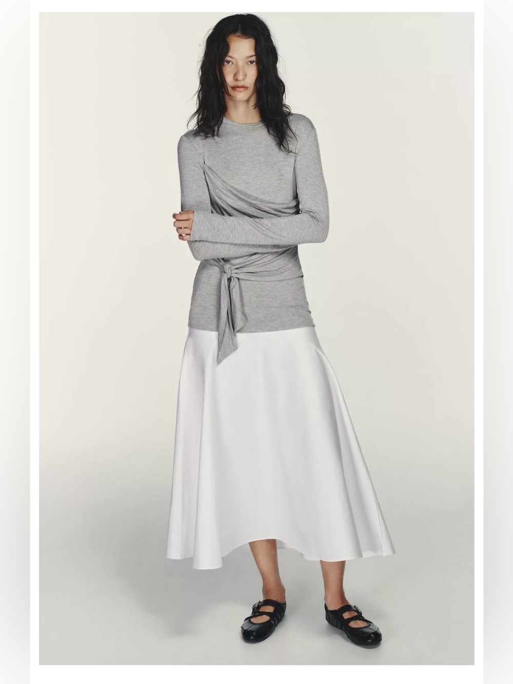 Zara NWT Combination Tie Detail MIDI Dress Small